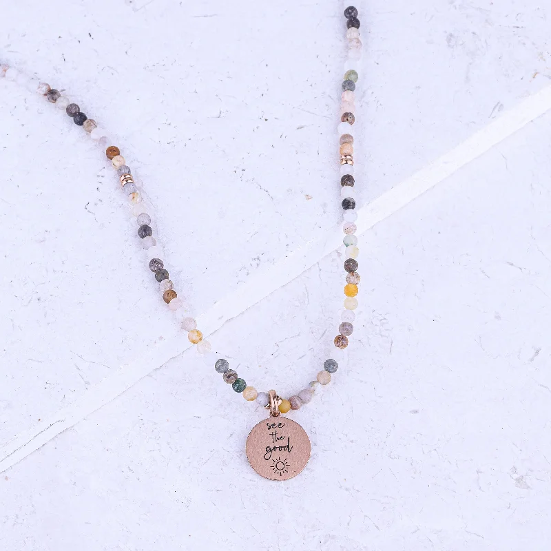 MICRO GEMSTONE NECKLACE - BAMBOO