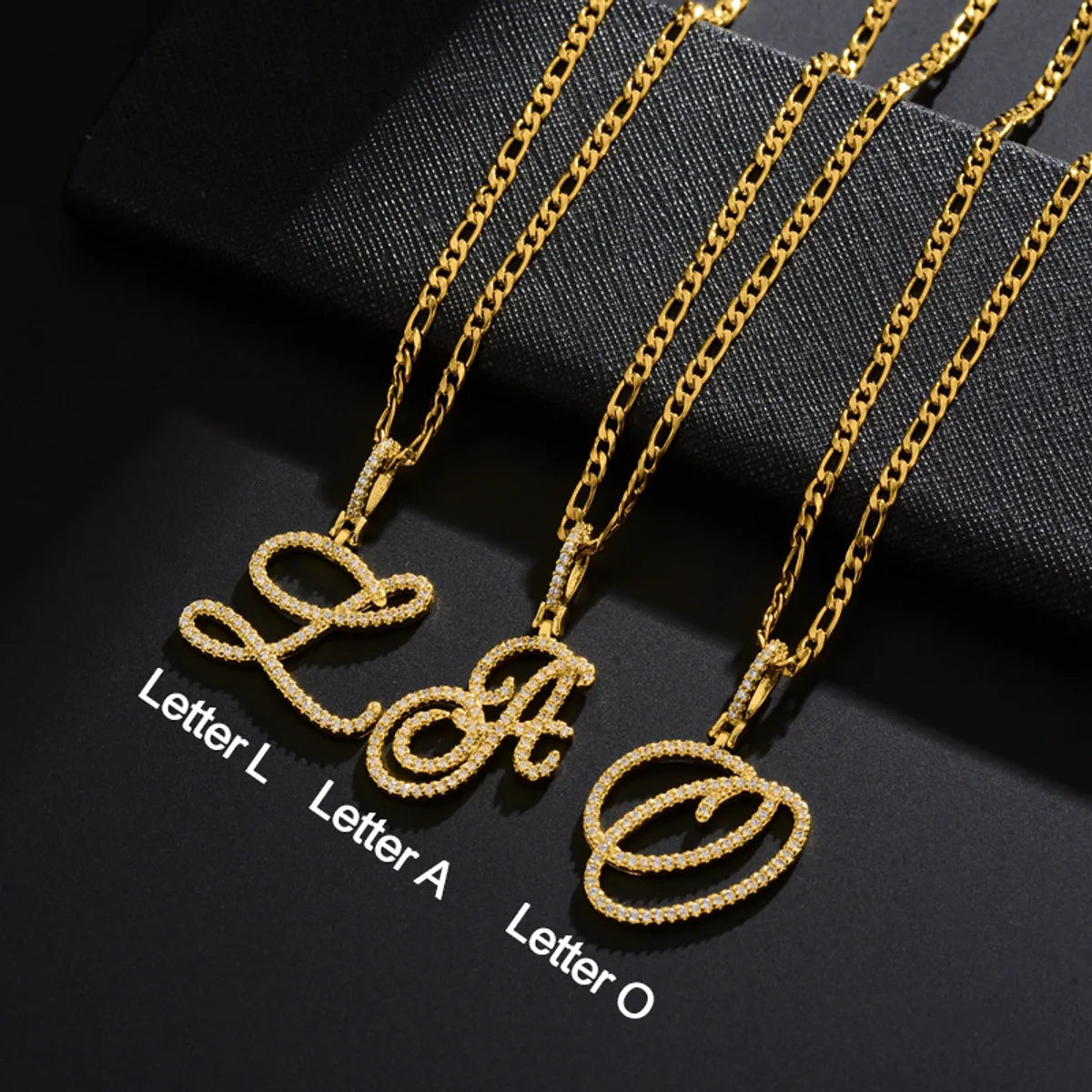 Trendy necklaces and pendants with statement pieces for a bold fashion statement-Fashion Letter 304 Stainless Steel Copper Plating Zircon 18K Gold Plated Women'S Necklace