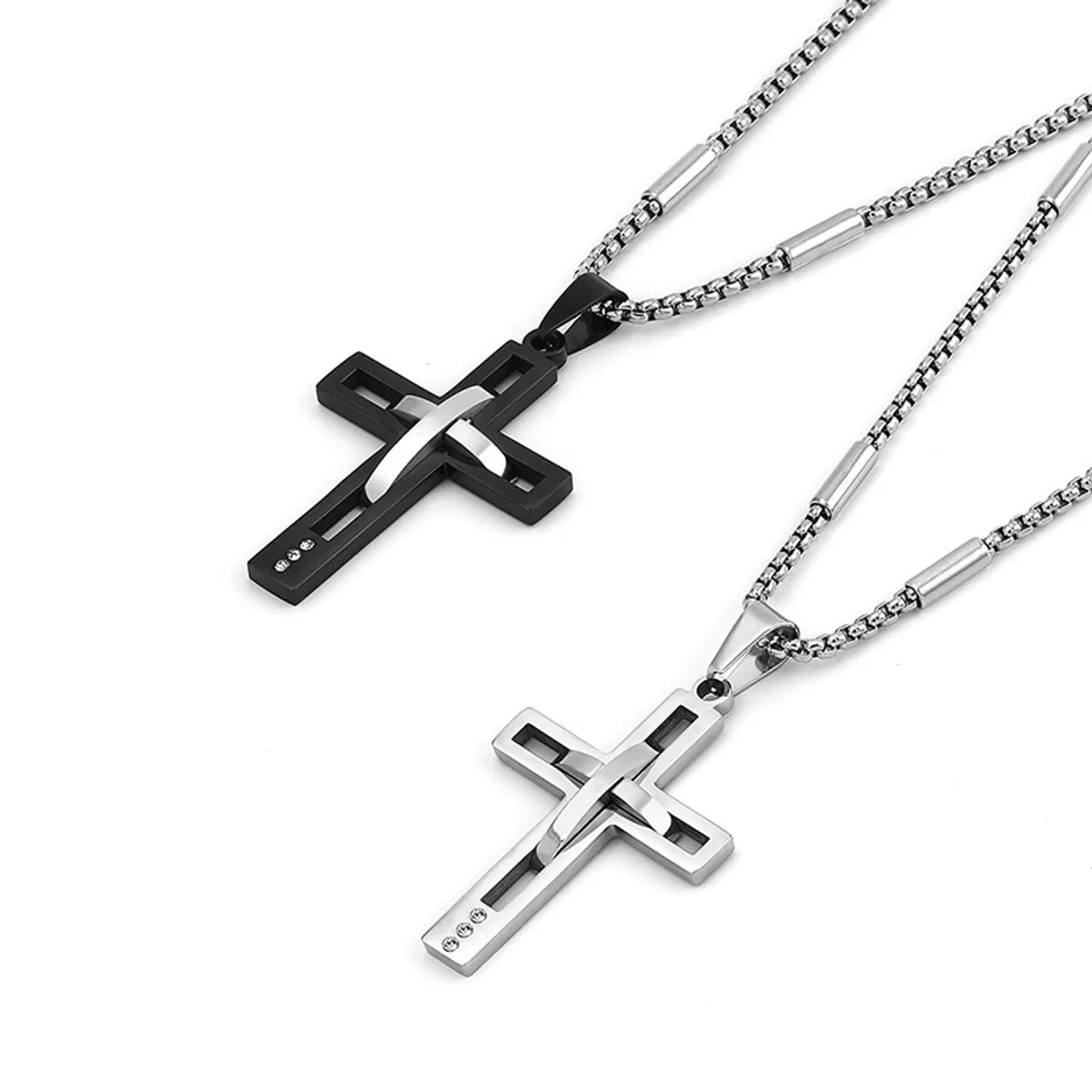 Best necklaces and pendants with rose gold for a warm and romantic appeal-Hip-Hop Cross 304 Stainless Steel Polishing Unisex Pendant Necklace