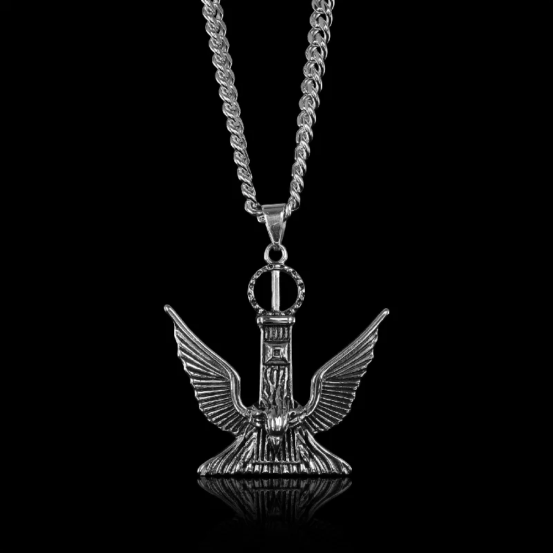 Stainless Steel Large Eagle Curb Chain Necklace