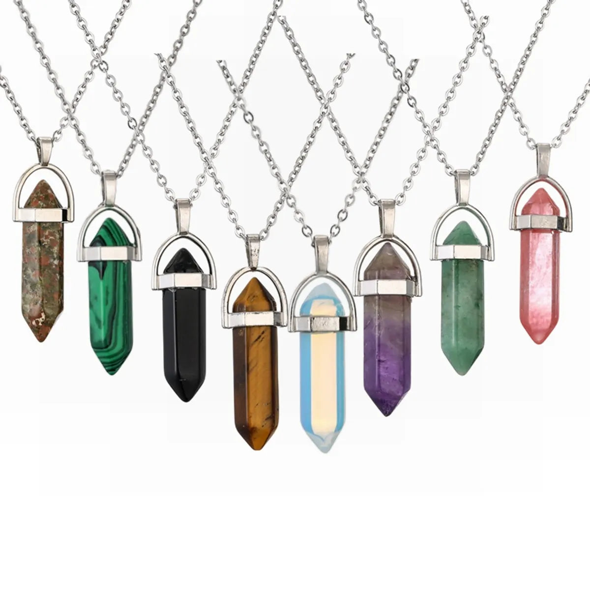 Necklaces and pendants with clear quartz for a pure and radiant look-Ethnic Style Geometric Stainless Steel Natural Stone Plating Unisex Pendant Necklace