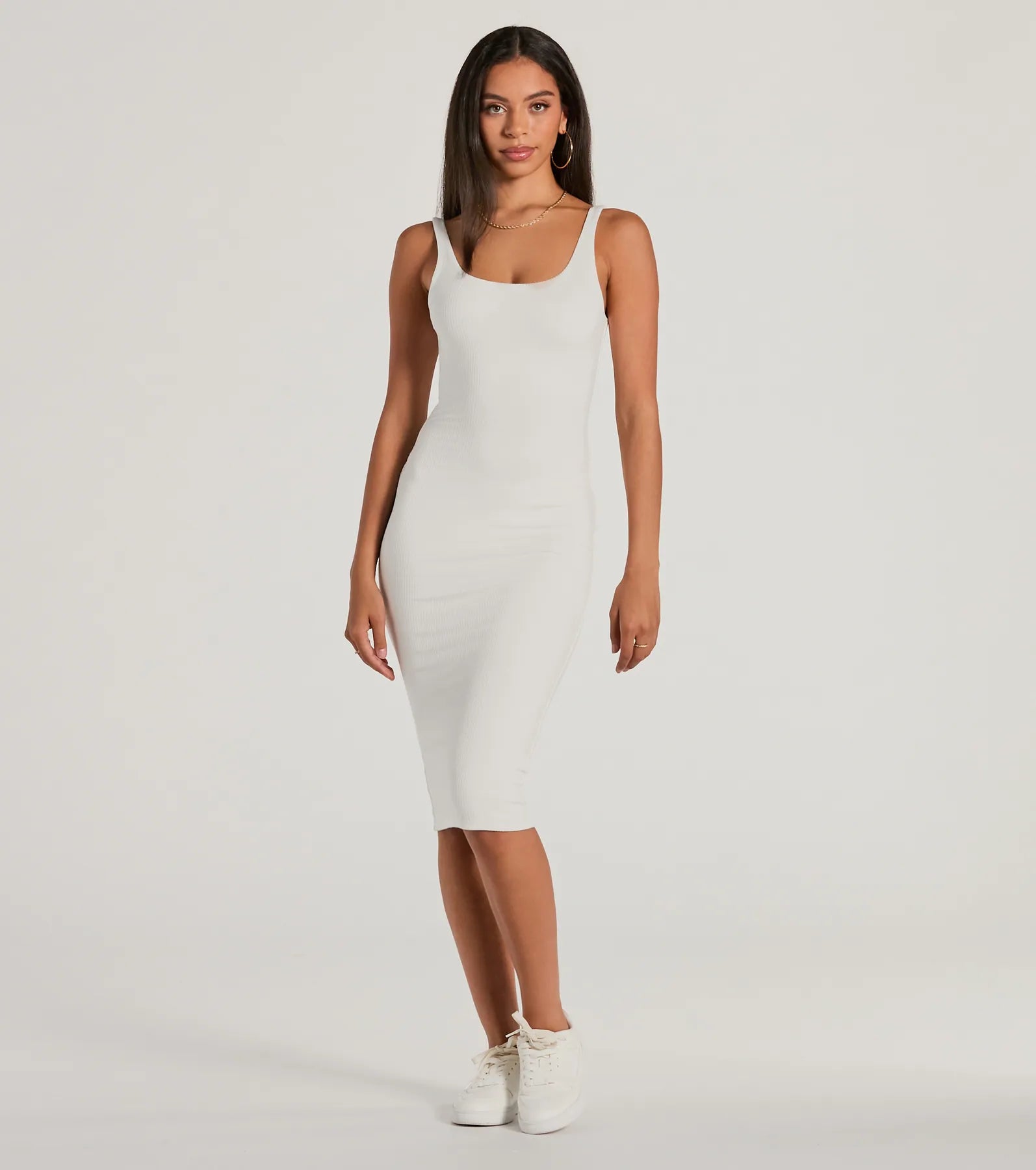 Wrap Dresses for Adjustable -Off-shoulder dress for a romantic date night-Done In One Ribbed Knit Bodycon Midi Dress