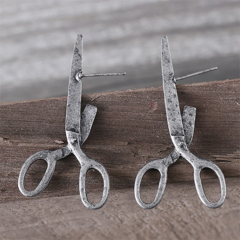 Small Stud Earrings for Delicate -Wholesale Retro Cool Creative Scissor Stud Earrings