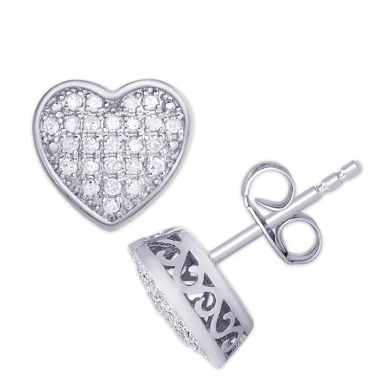 Gold Stud Earrings for Women -Victoria Townsend .925 Sterling Silver 1/4ct. Tw. Diamond Pave Heart Stud Earrings