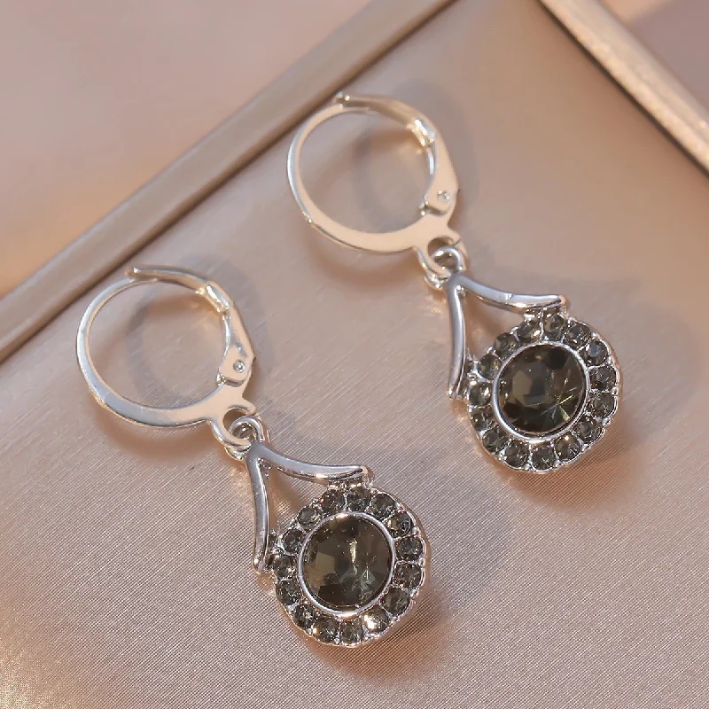 Detachable Drop Earrings with Charms -Wholesale Figure-of-eight Round Large Diamond Zircon Earrings