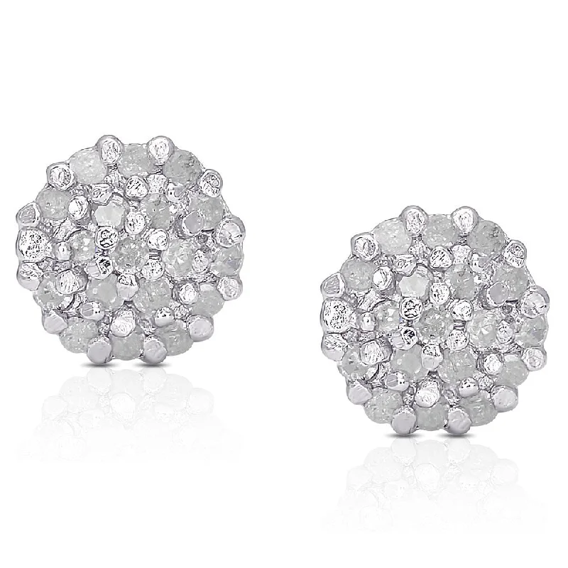 Stud Earrings for Beach Outfit -Finesque Sterling Silver 1/4ct White Diamond Pave Ball Stud Earrings