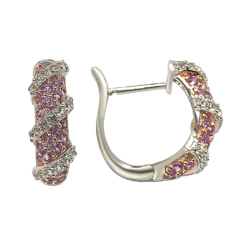 Drop Earrings with Vine Designs -Suzy Levian Pink Sapphire and Diamond Accent in Sterling Silver Petite Wrap Around Earrings