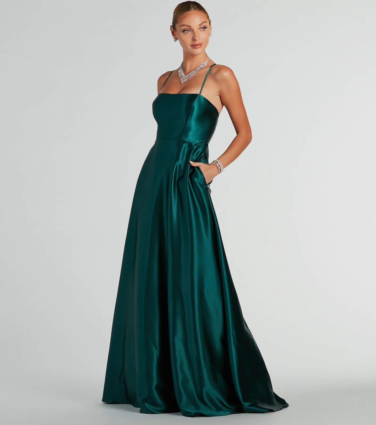 Anniversary Dresses for Special -Wrap-around dress for an effortless style-Tabitha Lace Up A-Line Satin Formal Dress