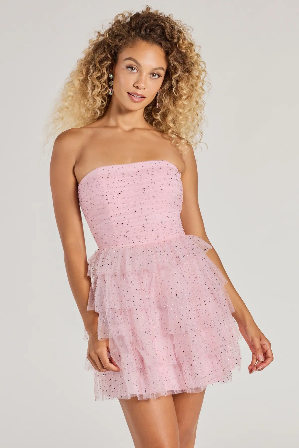 Ruffled Dresses for Girly -Casual cotton dress for beach days-Arie Strapless Rhinestone A-Line Party Dress