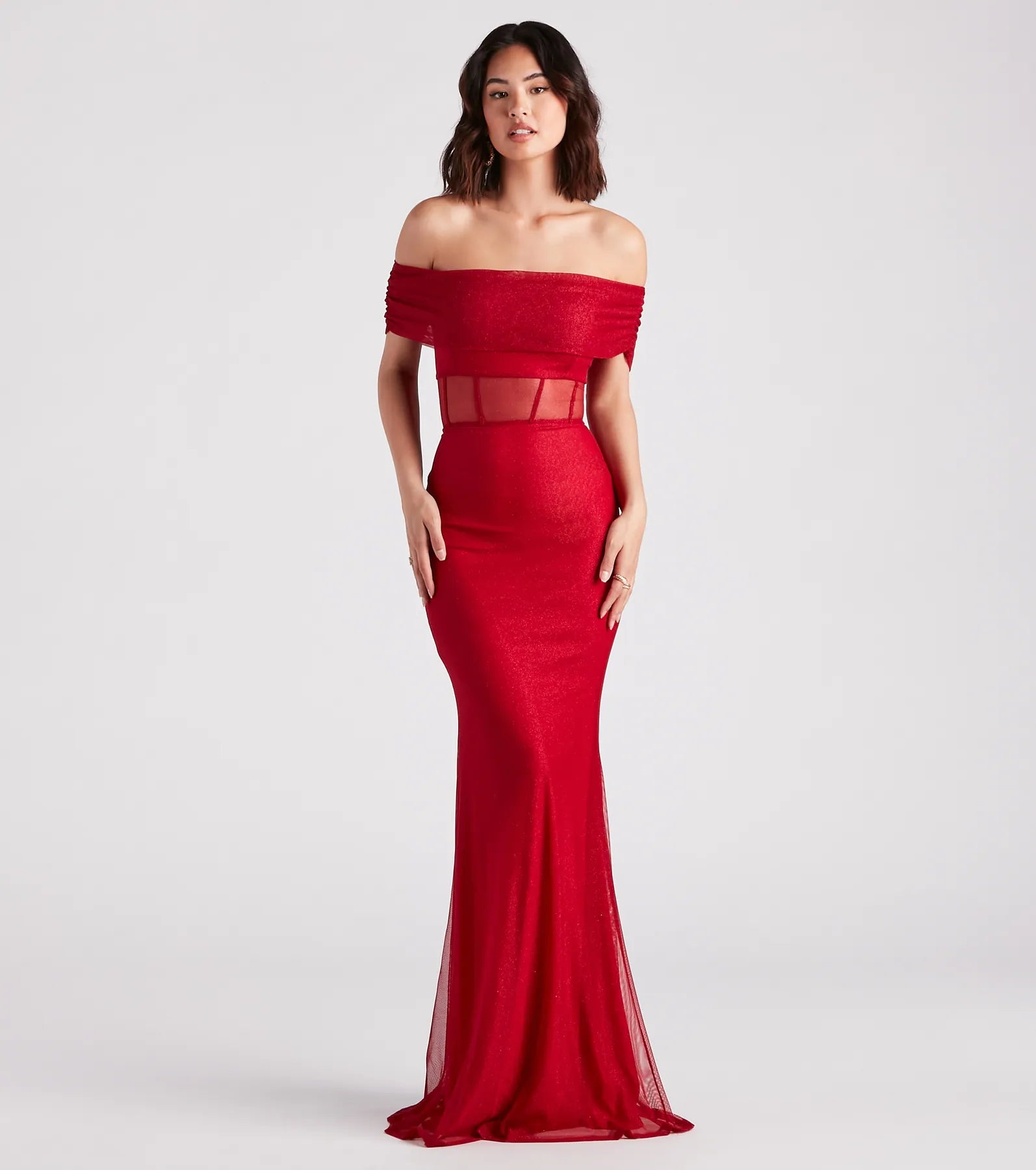 Silk Dresses for Luxurious -Tailored sheath dress for professional settings-Alice Formal Glitter Off The Shoulder Dress