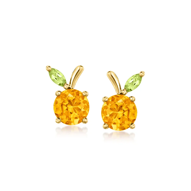 Drop Earrings for Evening Gown -RS Pure by Ross-Simons Citrine and . Peridot Peach Earrings in 14kt Yellow Gold