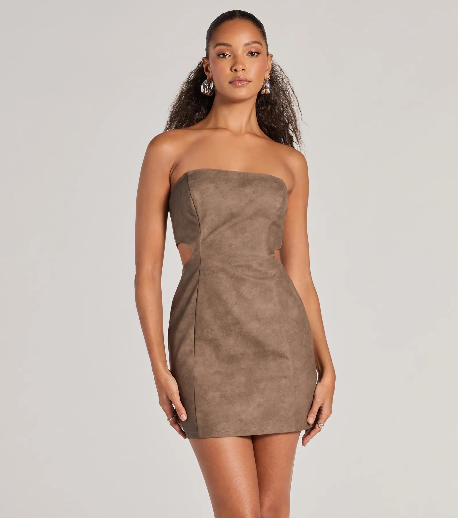 Wrap Dresses for Adjustable -Off-shoulder dress for a romantic date night-Iconic Allure Faux Leather Strapless Bodycon Mini Dress