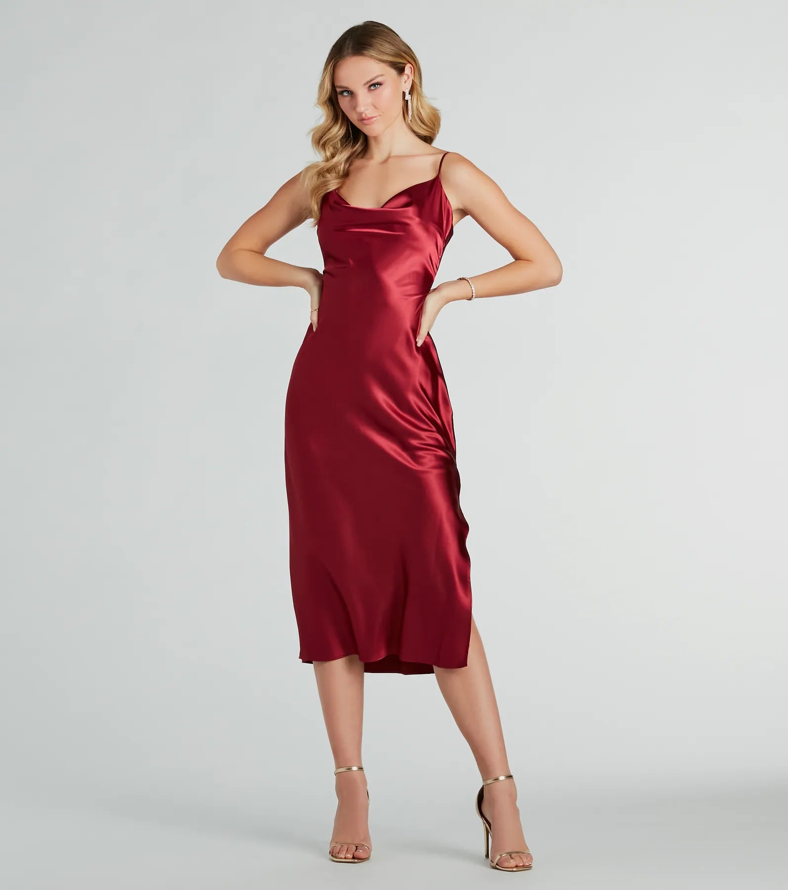 Maxi Dresses for Elegant Style -Sexy bodycon dress for clubbing nights-All The Elegance Satin Slip Midi Dress