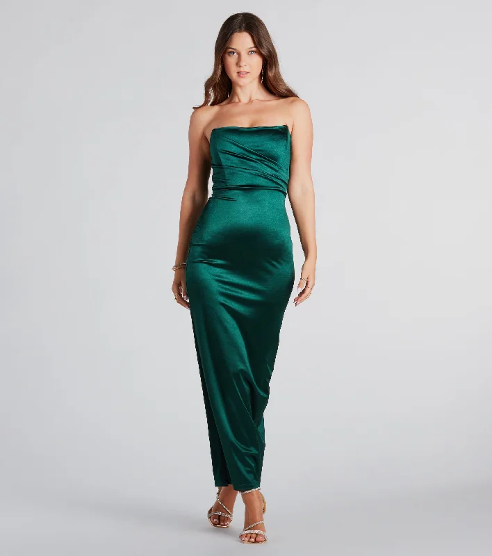 Anniversary Dresses for Special -Wrap-around dress for an effortless style-Leana Formal Satin Strapless Long Dress