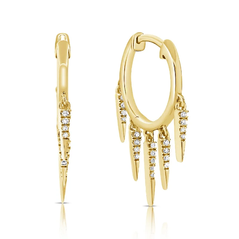 Lightweight Drop Earrings for All Day -Joelle Collection Diamond Dangle Huggie Earrings 1/4 CTW 14K Yellow Gold