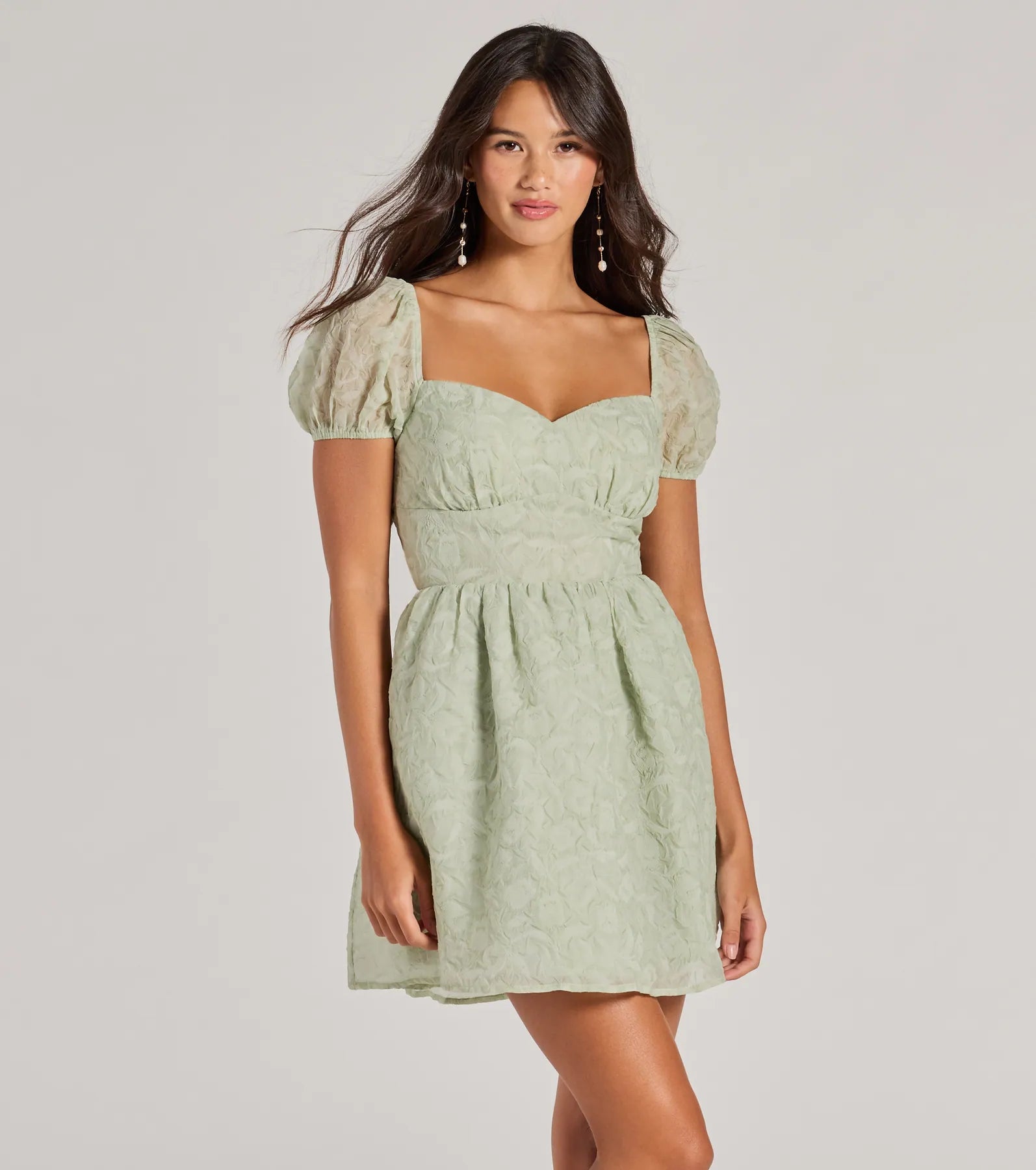 Resort Dresses for Vacation -Cute spaghetti strap dress for casual days-Flawless Flirty Puff Sleeve Tie Back Skater Dress