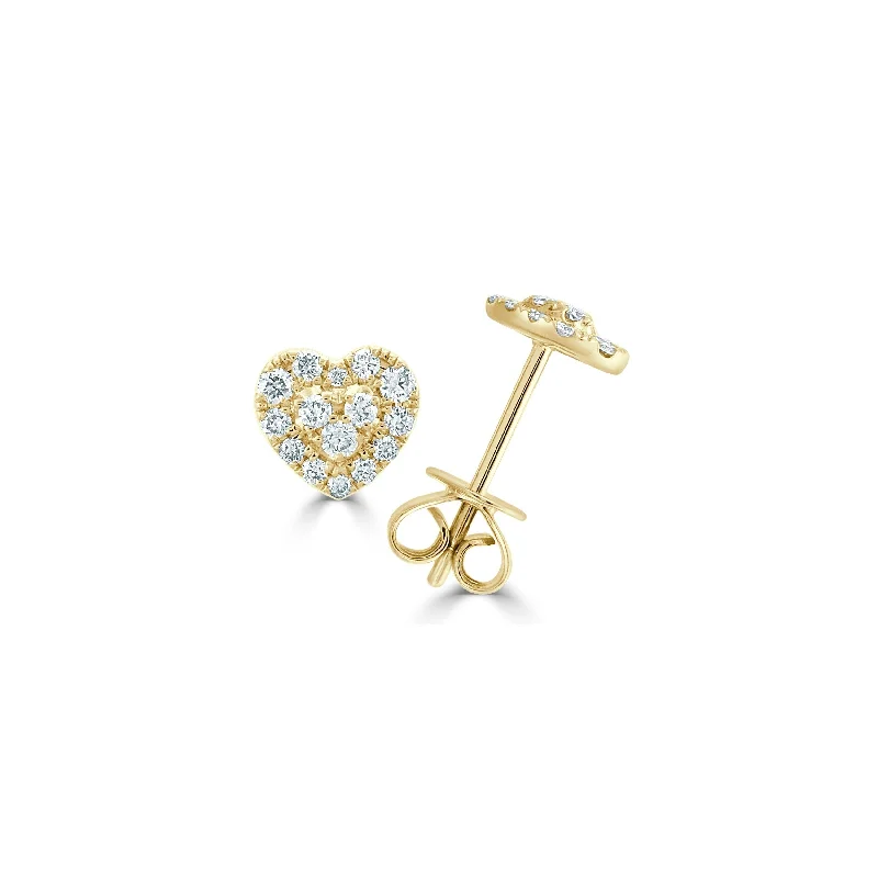 Heavy Duty Drop Earrings for Durability -Joelle Collection Diamond Heart Earrings 18K Gold 1/3 CT TDW