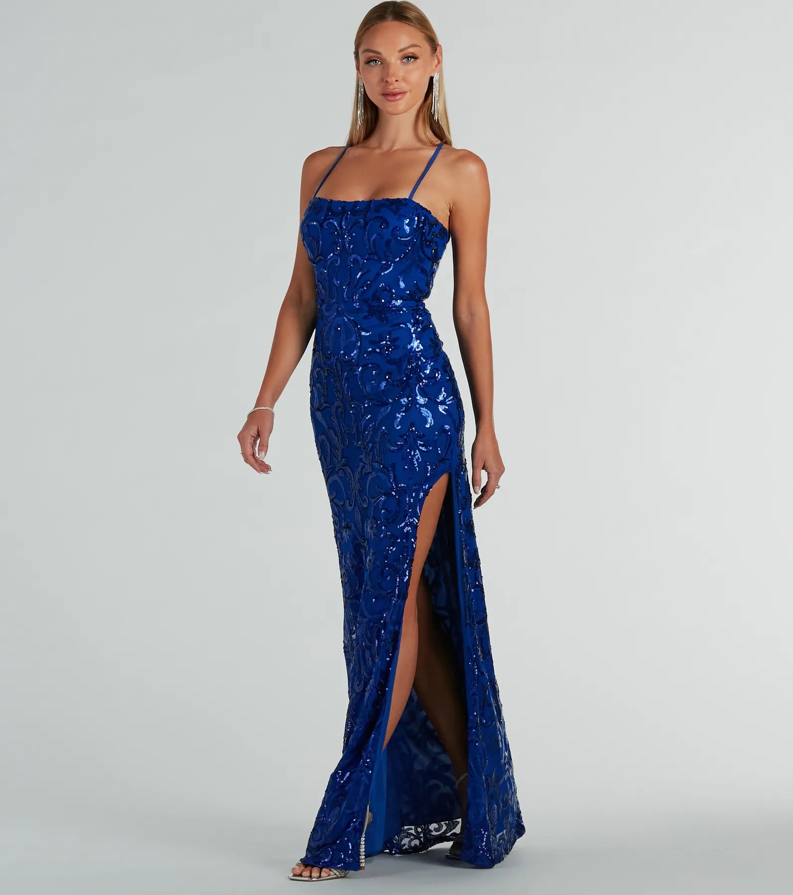 Prom Dresses for School Dance -Affordable cocktail dress for parties-Dalia Lace-Up Sequin Mesh Mermaid Dress