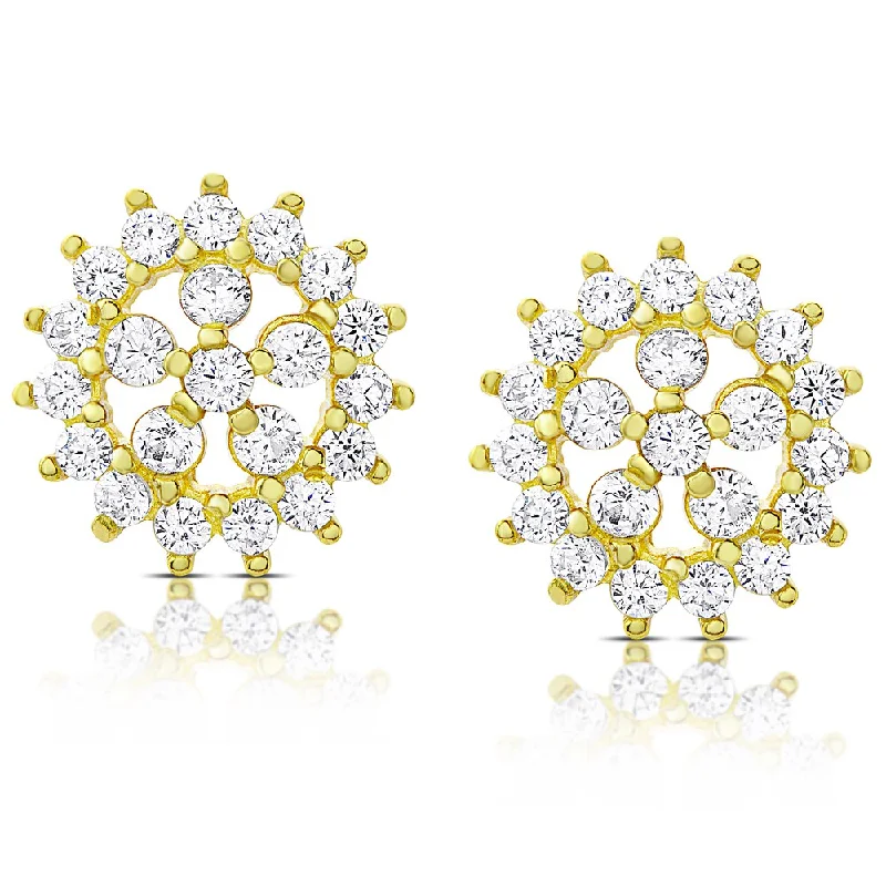 Stud Earrings for Concert Look -Dolce Giavonna Gold Over Silver or Sterling Silver Cubic Zirconia Stud Earrings