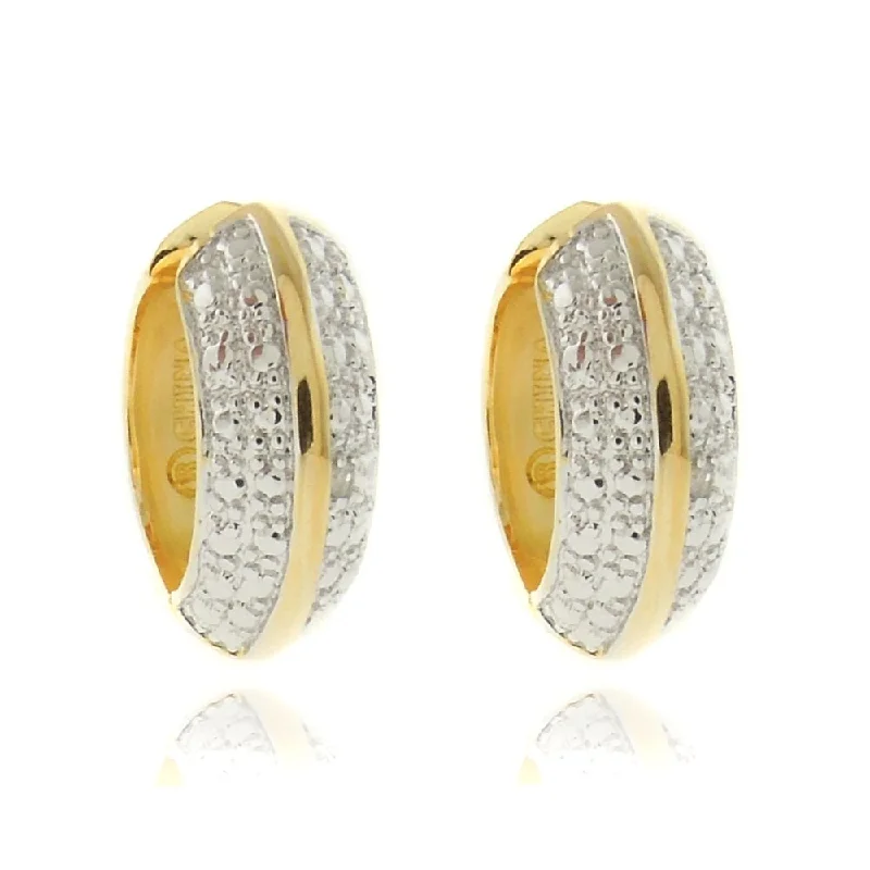 Studded Drop Earrings with Gemstones -Finesque 18k Two-tone Gold Overlay Diamond Accent Hoop Earrings