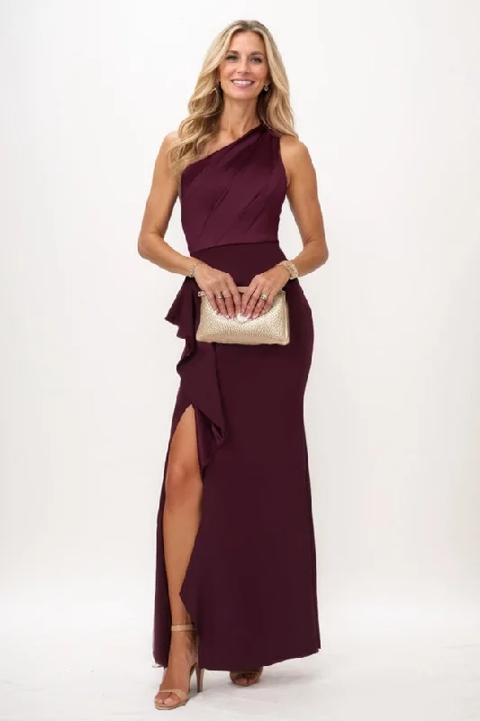 Long-sleeved Dresses for Coverage -Silk slip dress for a sophisticated look-Sheath Maxi Luxe Satin Mother Of The Bride Dress CM0328