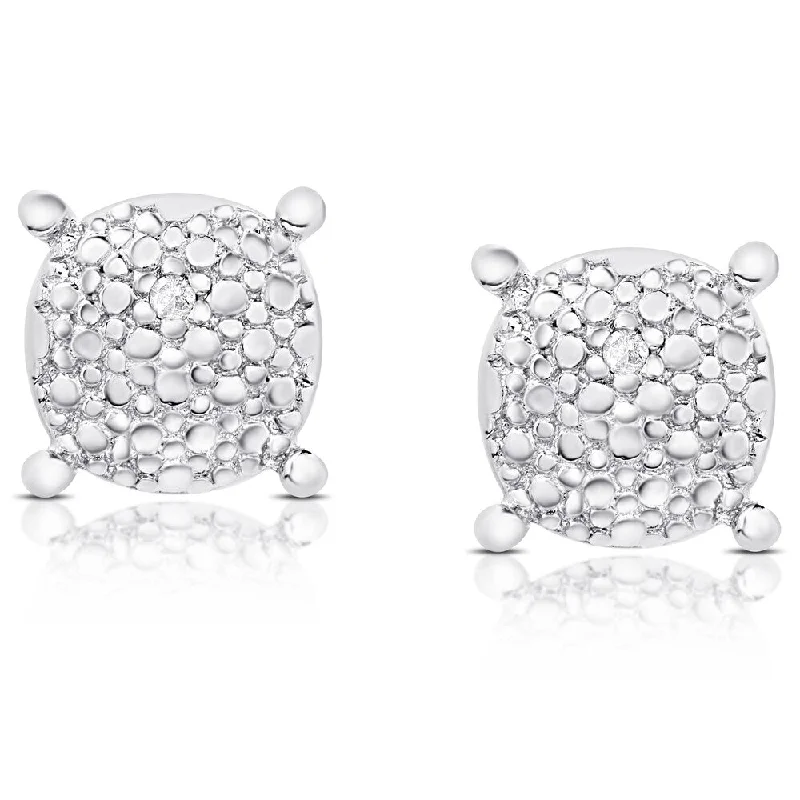 Stud Earrings with Knot Designs -Finesque Sterling Silver Diamond Accent Round Stud Earrings