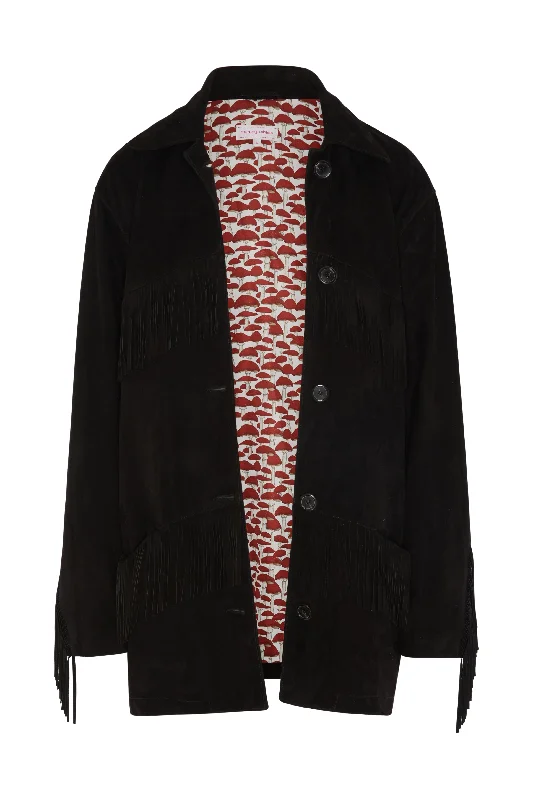 Sustainable Jackets for Eco-Friendly -Oversized chain necklaces for bold fashion -Koko Fringe Jacket