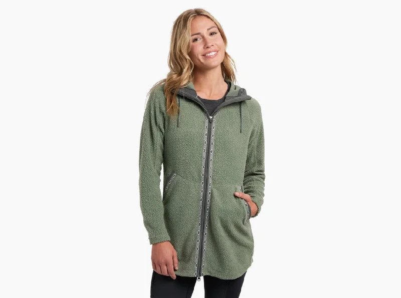 Khaki Jackets for Casual -Engraved necklaces with initials -Women's Hygge Long Jacket - Soft Pine