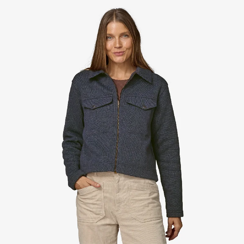 Gray Jackets for Subtle -Birthstone necklaces for women -Women's Better Sweater Zippered Fleece Chore Jacket - Pitch Blue