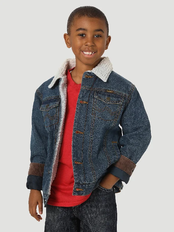 Yoga Jackets for Relaxation -Luxury diamond necklaces for women -Boy's Wrangler Western Styled Sherpa Lined Denim Jacket Rustic In Rustic Blue