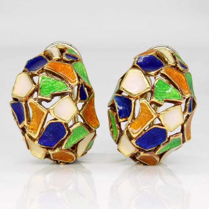 Hoop earrings with abstract shapes for an artistic and creative touch-18k Yellow Gold Enamel Earrings